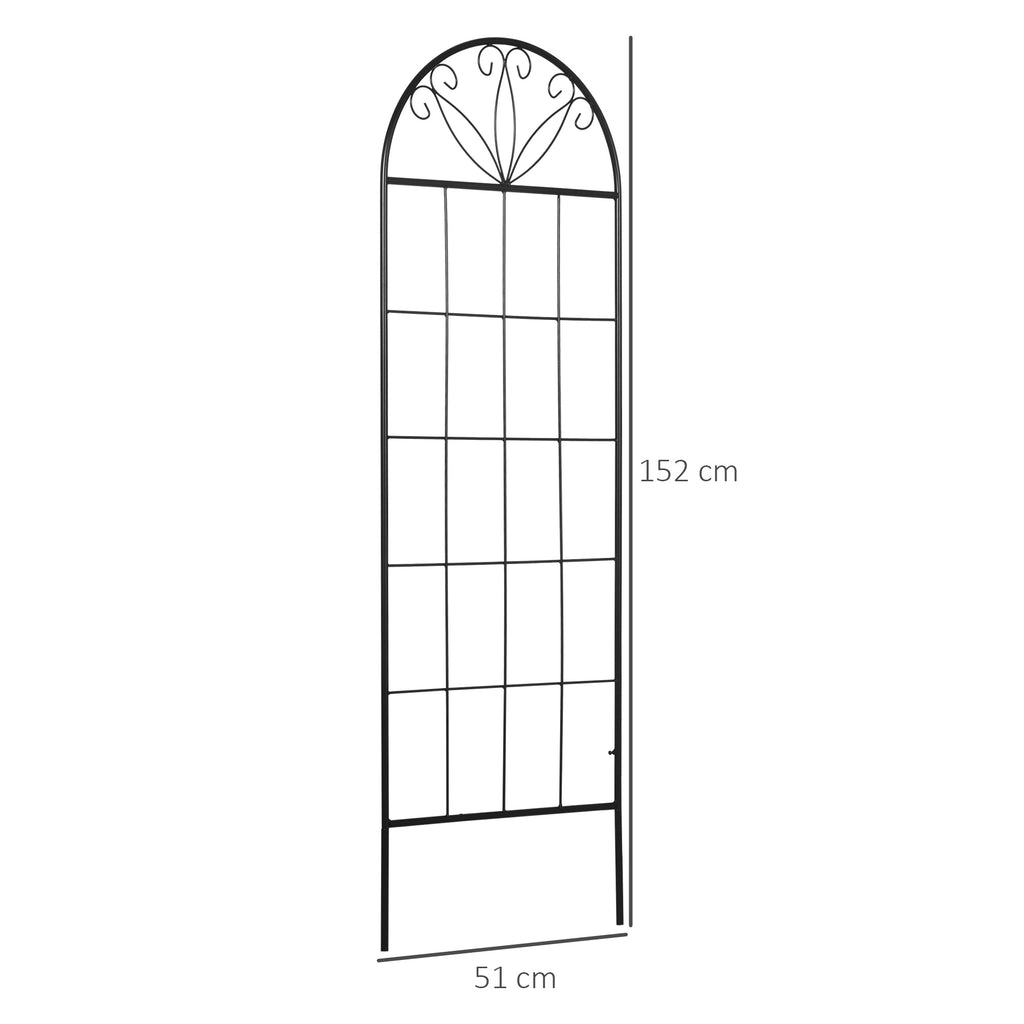 Treillis de jardin lot de 2 support pour plantes grimpantes en métal - 51 x 152 cm noir-2