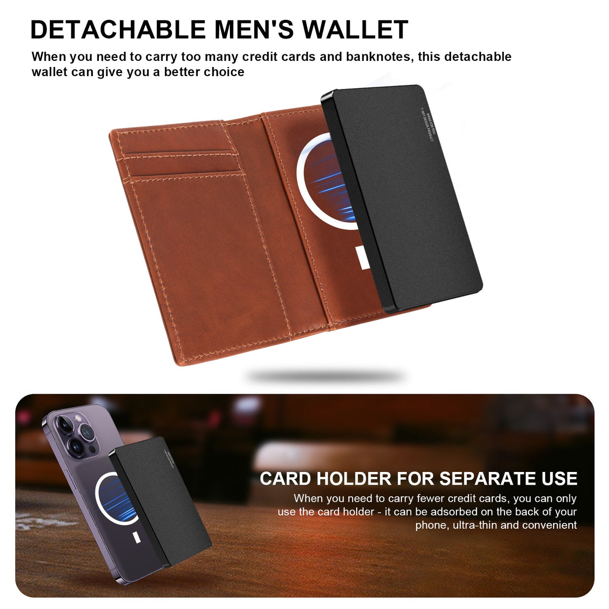 Portefeuille homme TOYFID en aluminium avec étui en cuir véritable, protection RFID et éjection des cartes