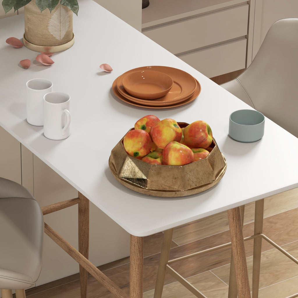 Table de bar rectangulaire 4 personne pieds en acier effet bois assemblage facile 118 x 58 x 98 cm blanc-7