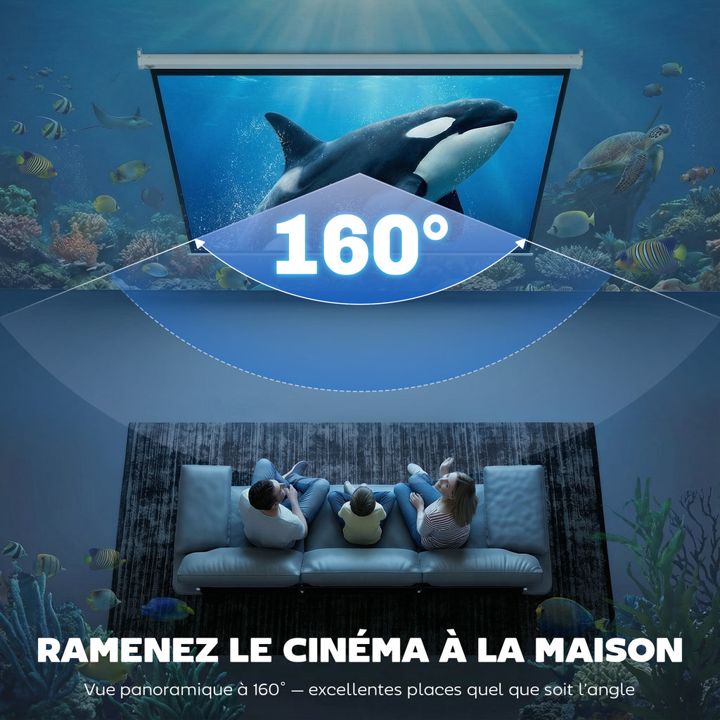 Écran vidéoprojecteur 84 Pouces, 4:3 4K HD écran de projection motorisé et électrique, écran de projection tv et home cinéma, montage mural ou plafond, panneau de commande et télécommande-4