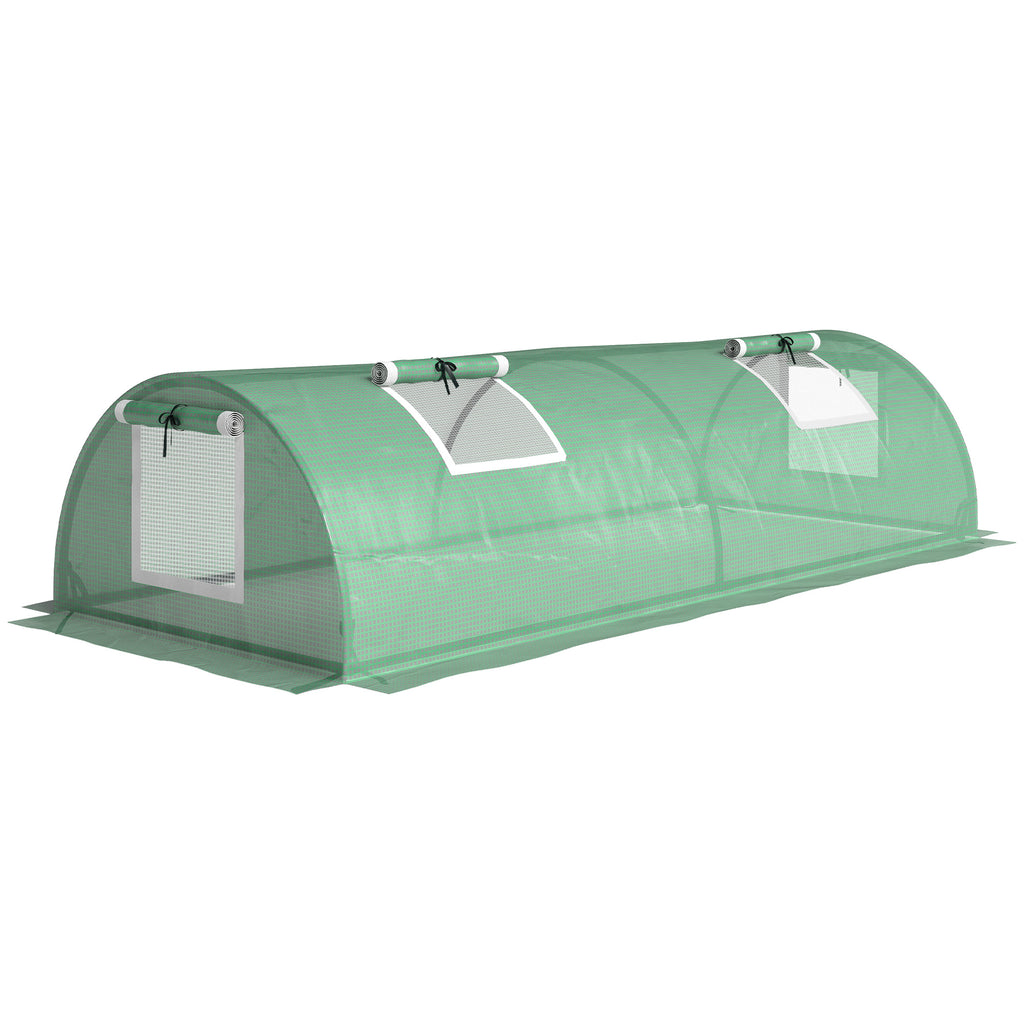 Mini Serre de Jardin mini serre tunnel à tomates 200 x 80 x 45 cm Acier PE Anti-UV 4 portes en filet enroulables vert-0