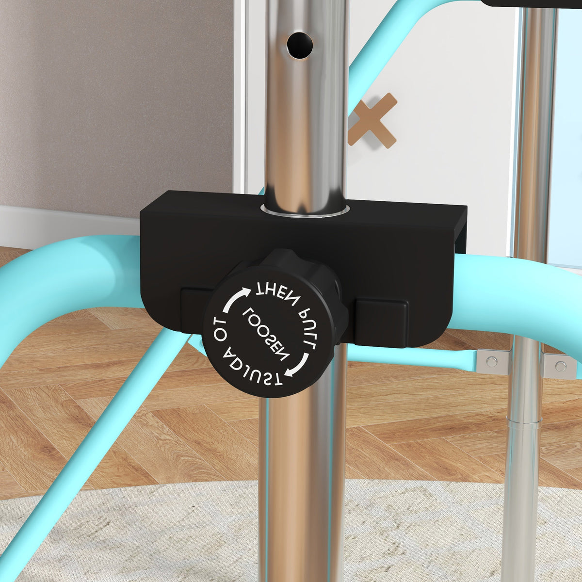 Barre de gymnastique pour enfants, barre horizontale pliable à hauteur réglable avec anneaux de gymnastique, cyan-7