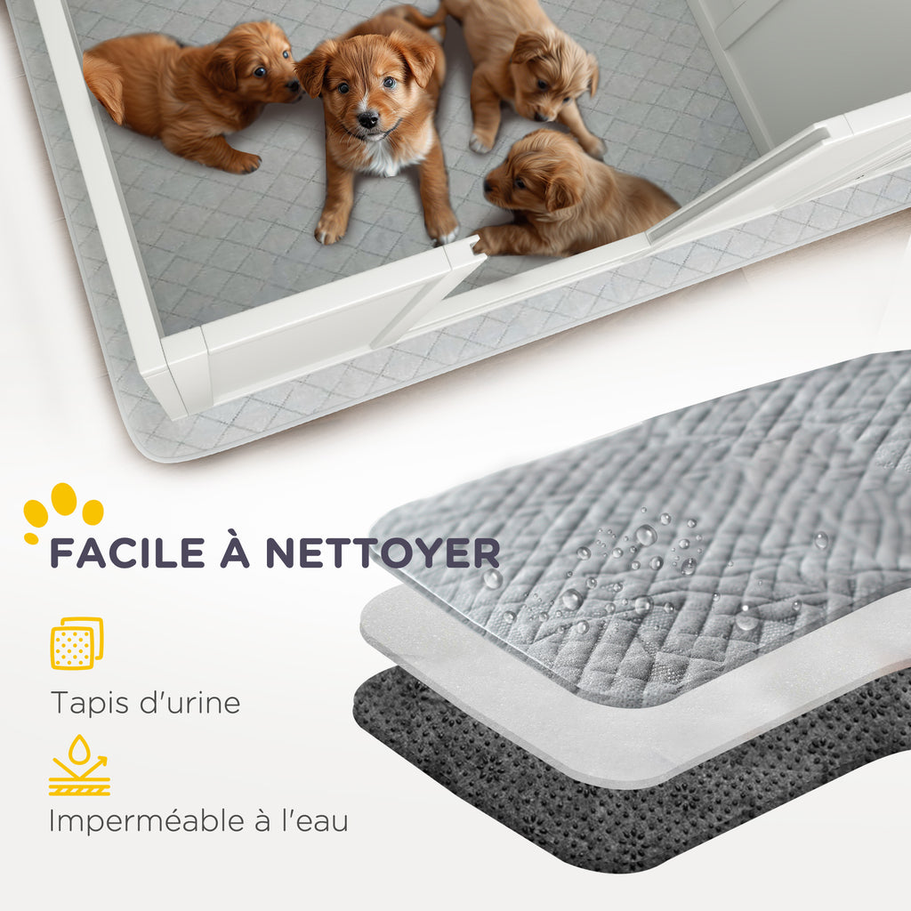 Boîte de mise bas pour chiens et chiots, parc de mise bas pour chiens porte à hauteur réglable 166 x 80 x 50 cm, blanc-6