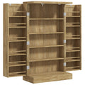 Buffet cuisine meuble cuisine rangement avec 12 étagères à portes étagères réglables 60 x 30 x 104 cm effet bois naturel-0