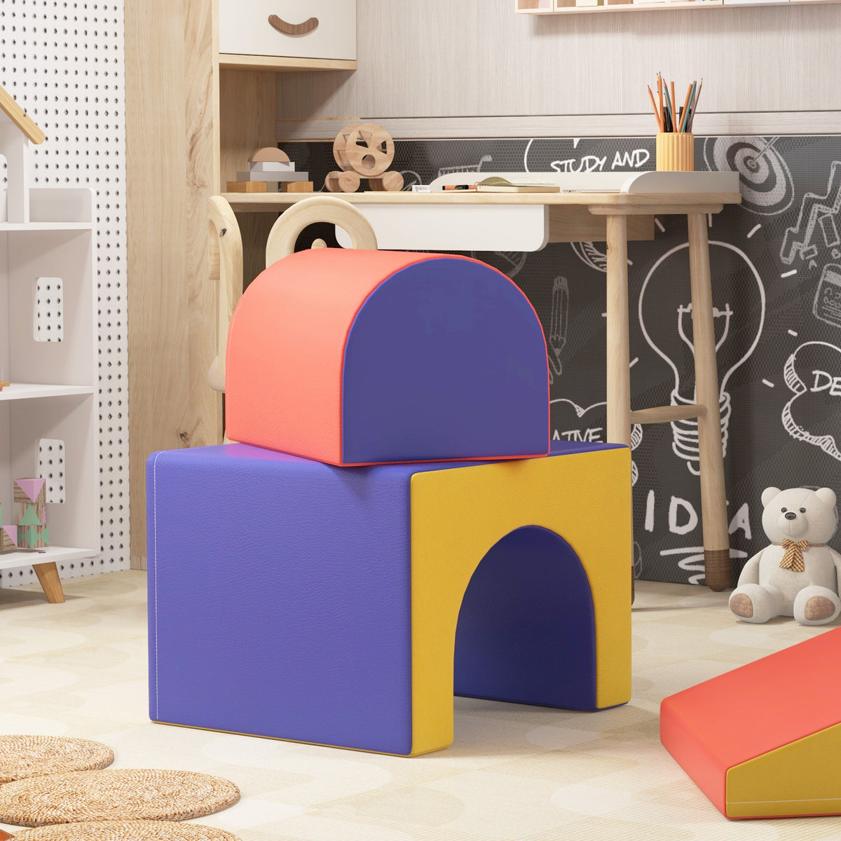 Module motricité bébé 4PCS parcours motricité bébé en mousse EPE pour enfants d'âge préscolaire, multicolore-7