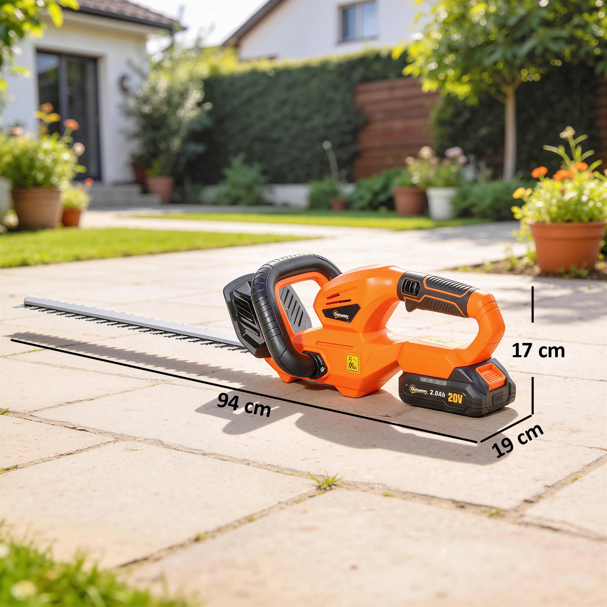 Taille-Haies Électrique 100 W, Lame 51 cm, Batterie 2,0 Ah et Chargeur, Orange-2