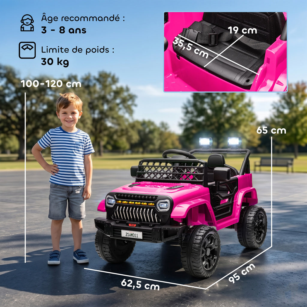 Voiture électrique enfant 4x4 télécommande 2,4Ghz, 2 moteurs 12 V, vitesse réglable, musique, klaxon, lumières LED, noir-2