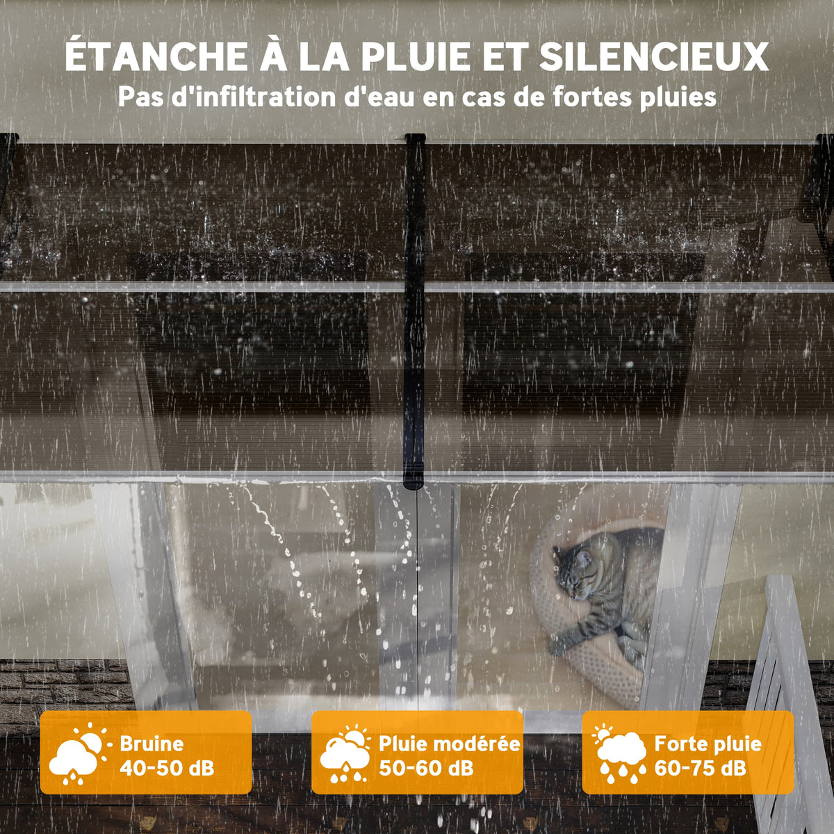 Auvent de porte toit marquise en polycarbonate auvent de porte d'entrée bord en aluminium contre la pluie et UV-4