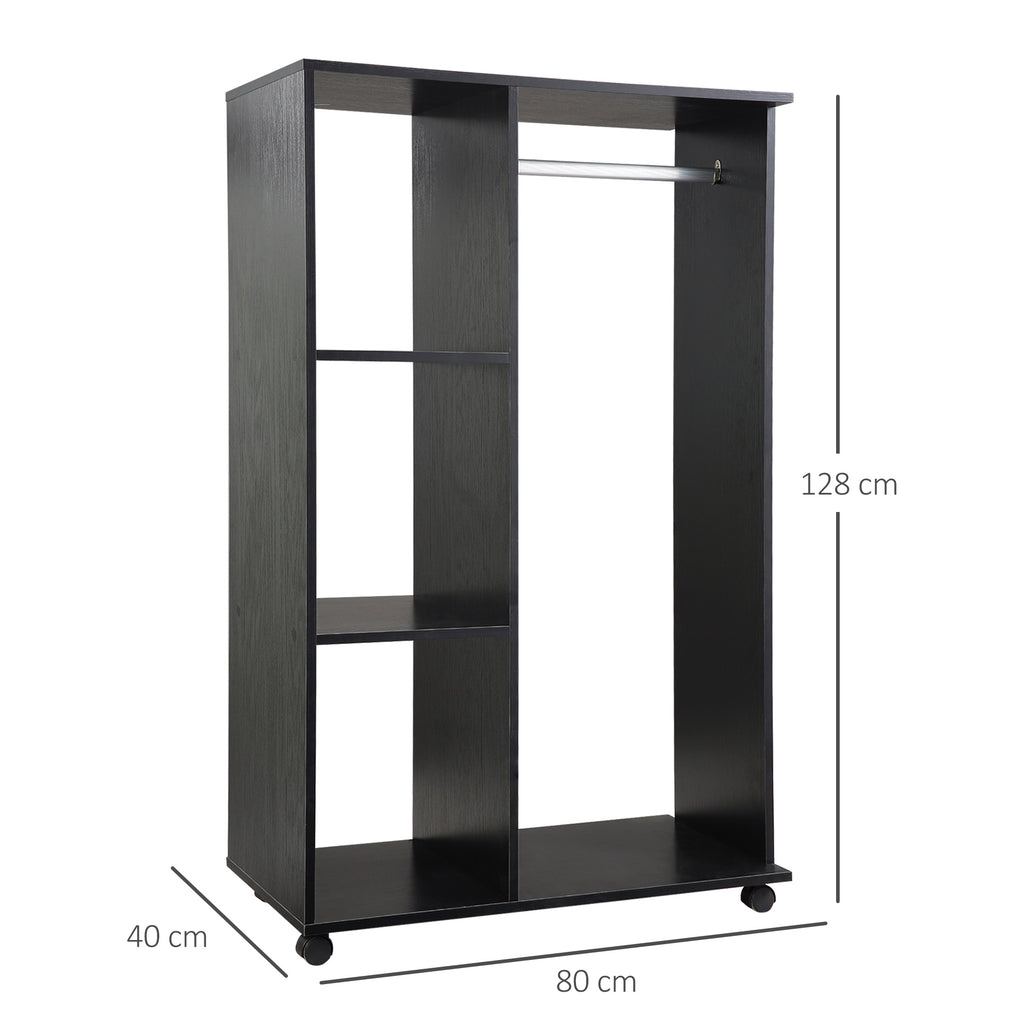 Armoire penderie Armoire de Rangement Mobile Panneaux de Particules Noir-2