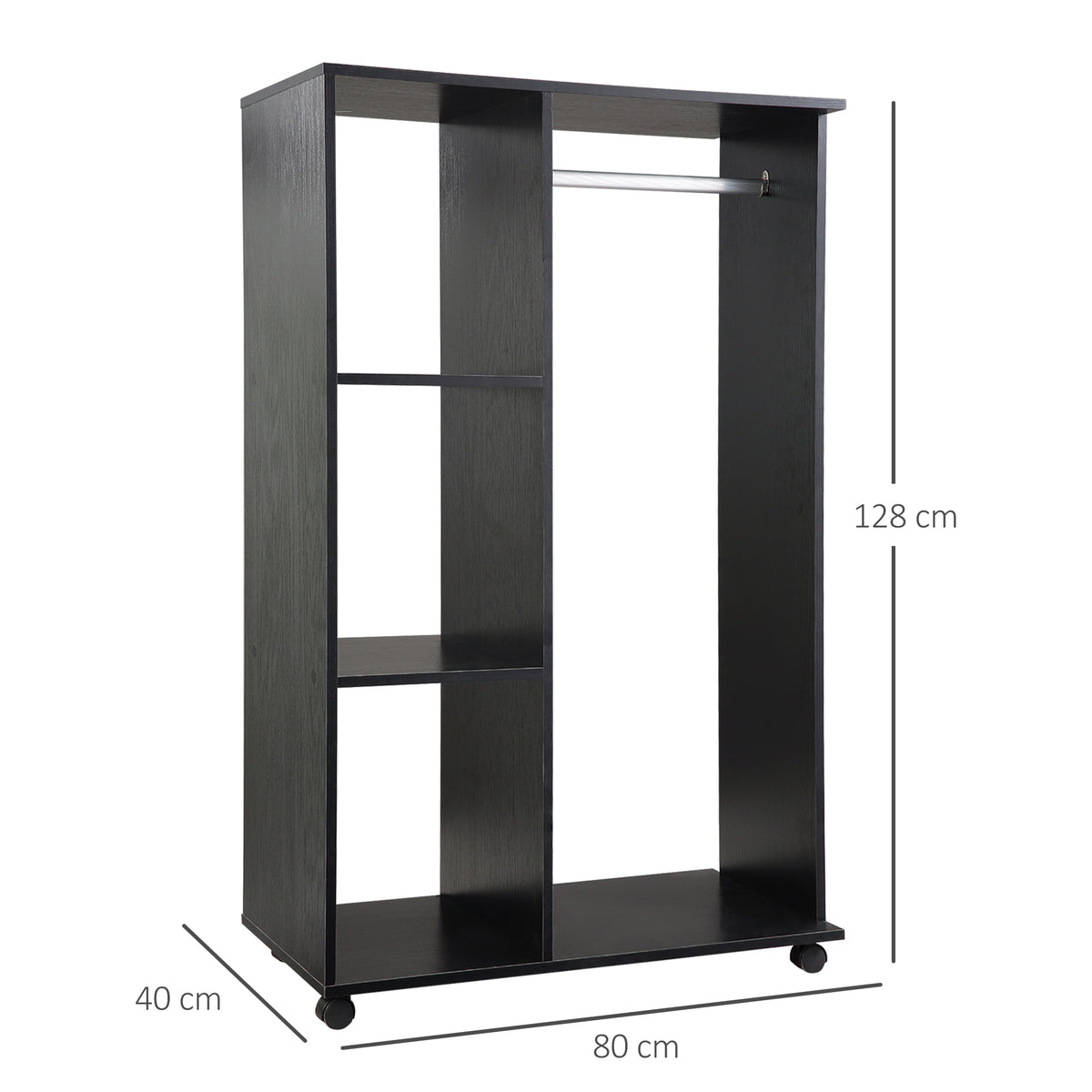 Armoire penderie Armoire de Rangement Mobile Panneaux de Particules Noir-2