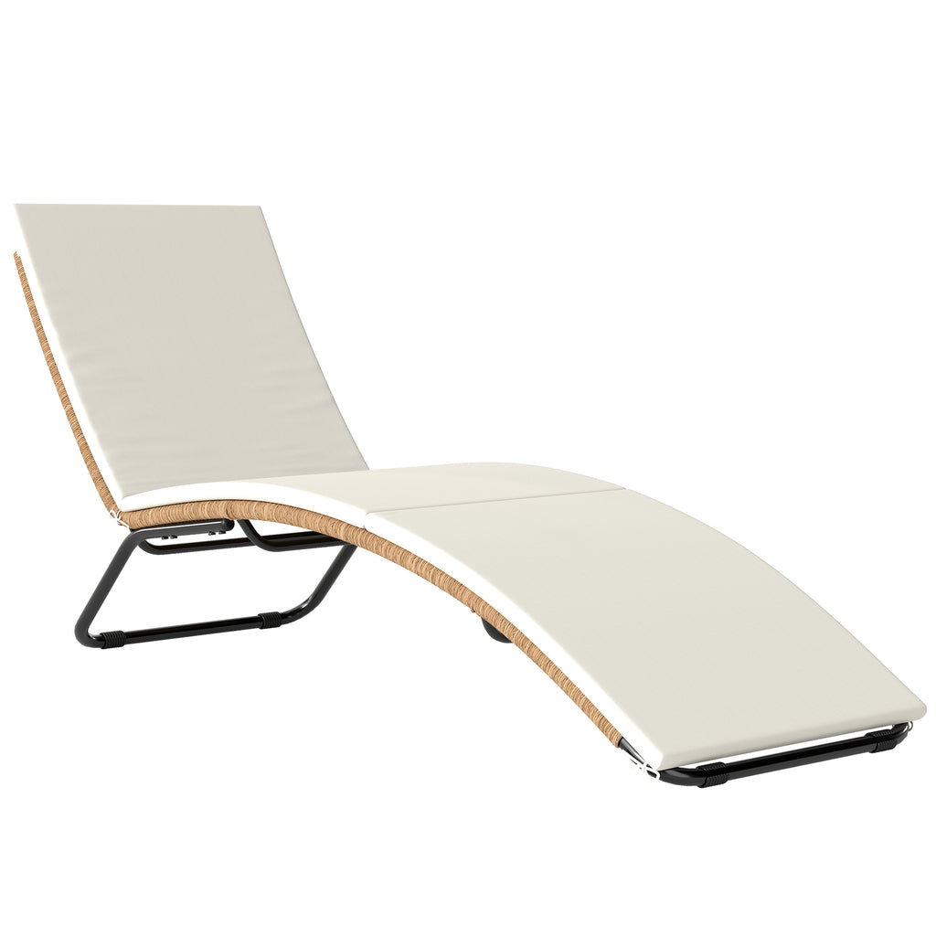 Bain de soleil en résine tressée transat de jardin design en S courbe naturelle structure robuste acier coussin crème-0