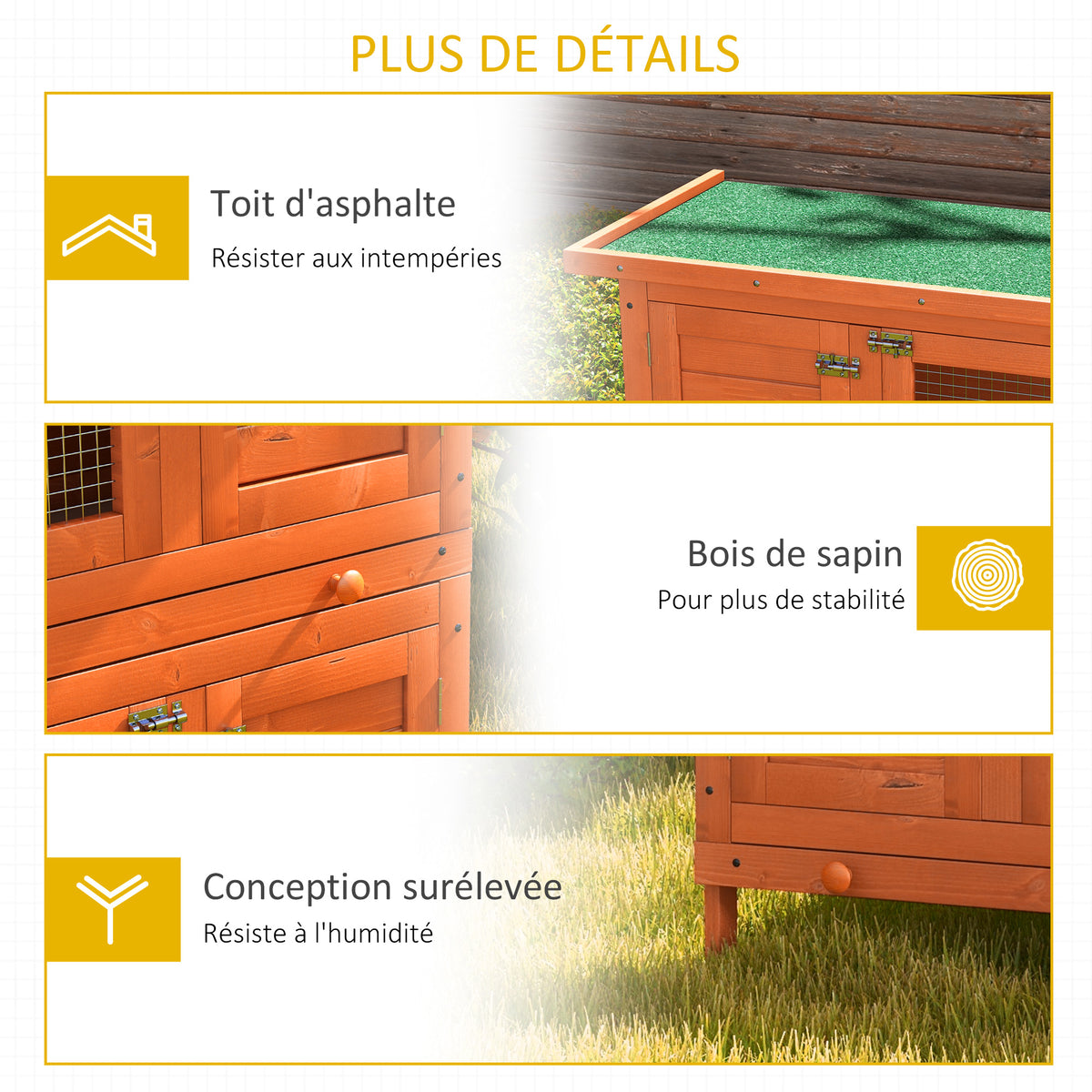 Clapier à lapin cage à lapin double niveau plateaux coulissants 4 portes verrouillables toit ouvrant 90L x 45l x 90H cm-6