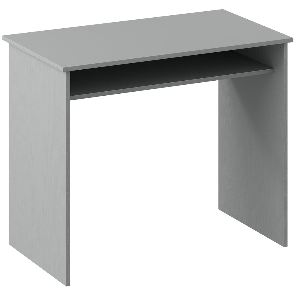 Bureau informatique sobre épuré compact avec 1 étagère, panneaux de particules, dim. 90l x 50P x 74H cm, gris-0