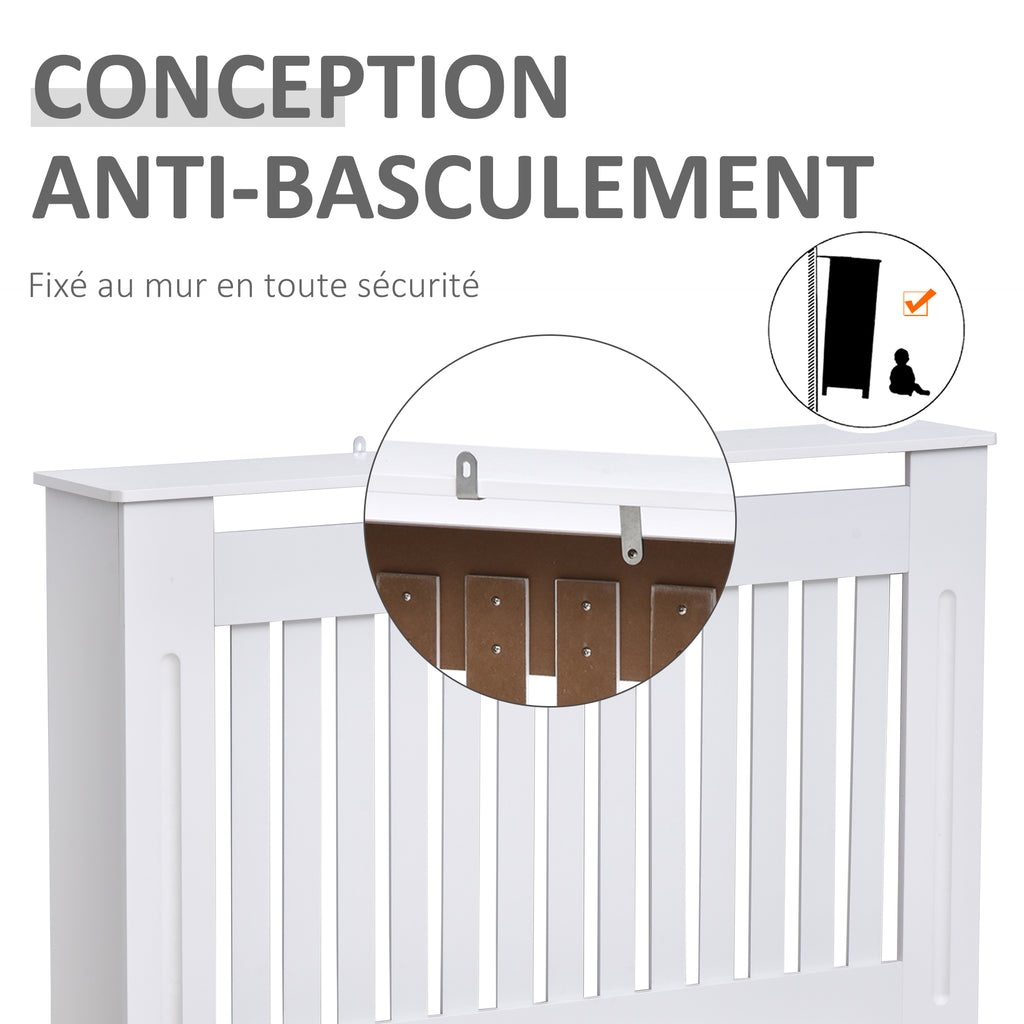 Cache-radiateur couverture radiateur Design couverture radiateur Panneau Cabinet 112L x 19l x 81H cm MDF Blanc-5