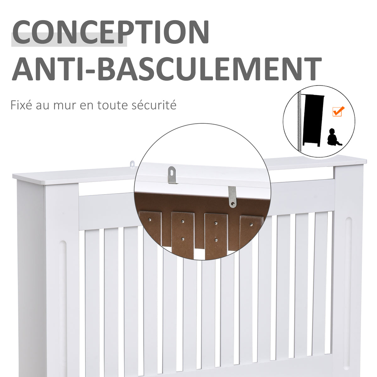 Cache-radiateur couverture radiateur Design couverture radiateur Panneau Cabinet 112L x 19l x 81H cm MDF Blanc-5
