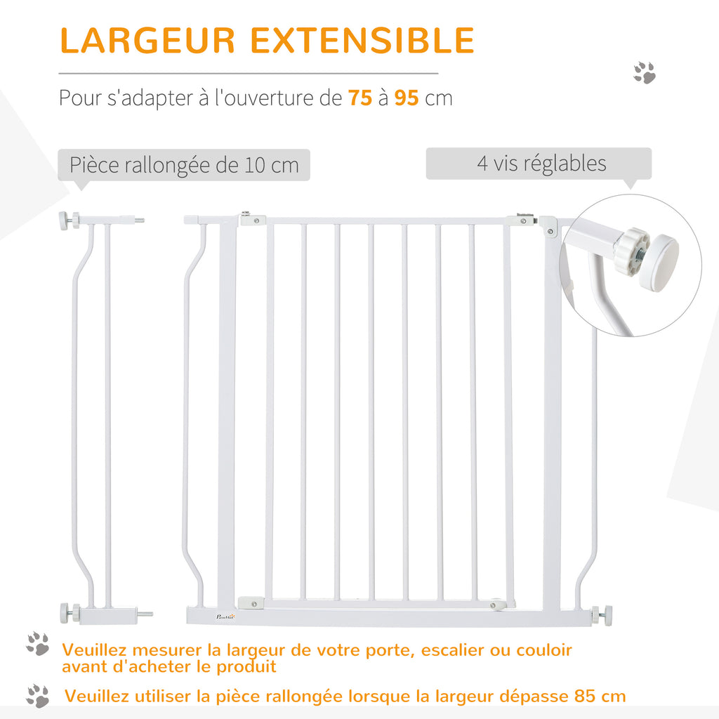 Lot de 2 barrières de sécurité pour animal longueur réglable escaliers couloirs portes sans perçage en acier ABS-4