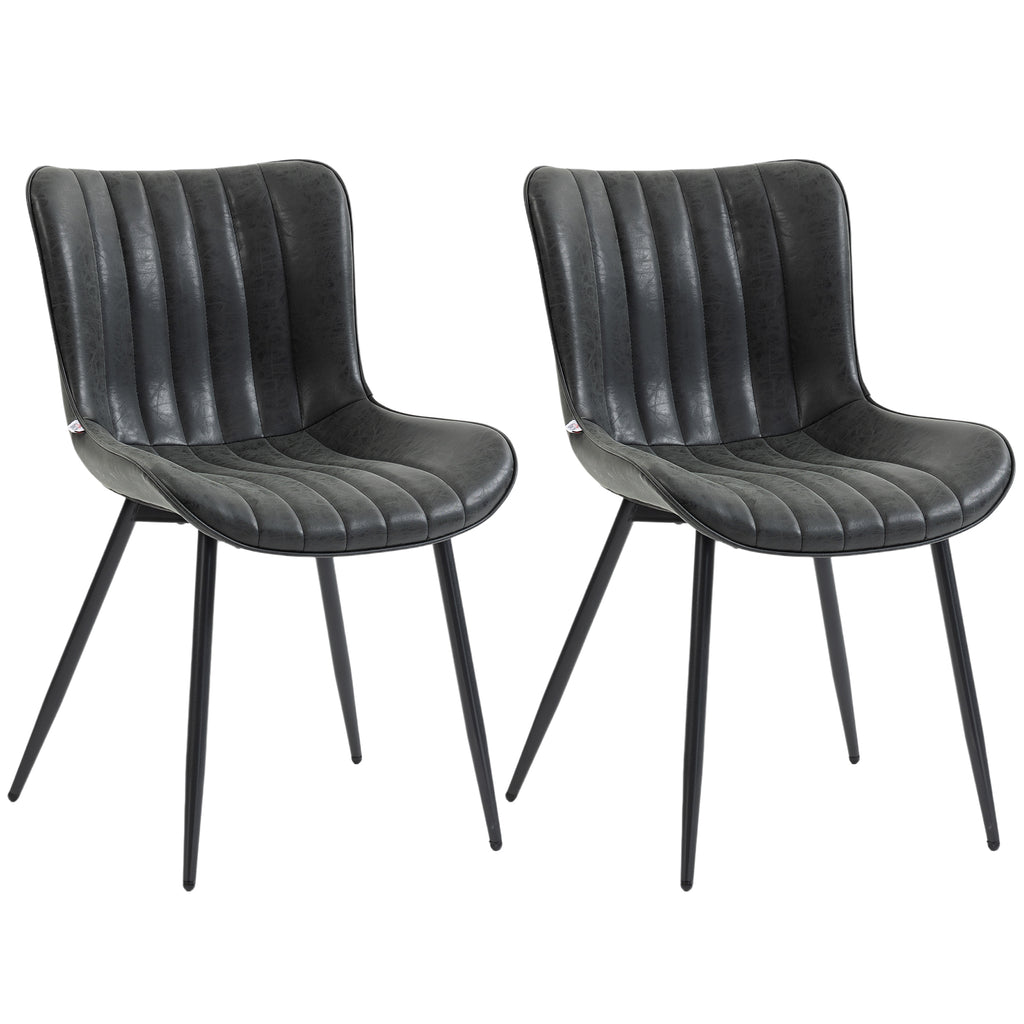 Lot de 2 chaises de salle à manger design moderne et capitonné pour salon, salle à manger, chambre à coucher, noir-0