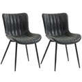 Lot de 2 chaises de salle à manger design moderne et capitonné pour salon, salle à manger, chambre à coucher, noir-0