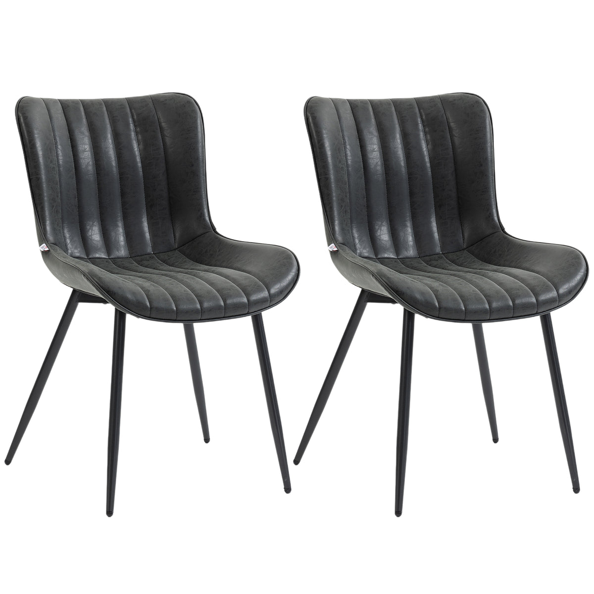 Lot de 2 chaises de salle à manger design moderne et capitonné pour salon, salle à manger, chambre à coucher, noir-0
