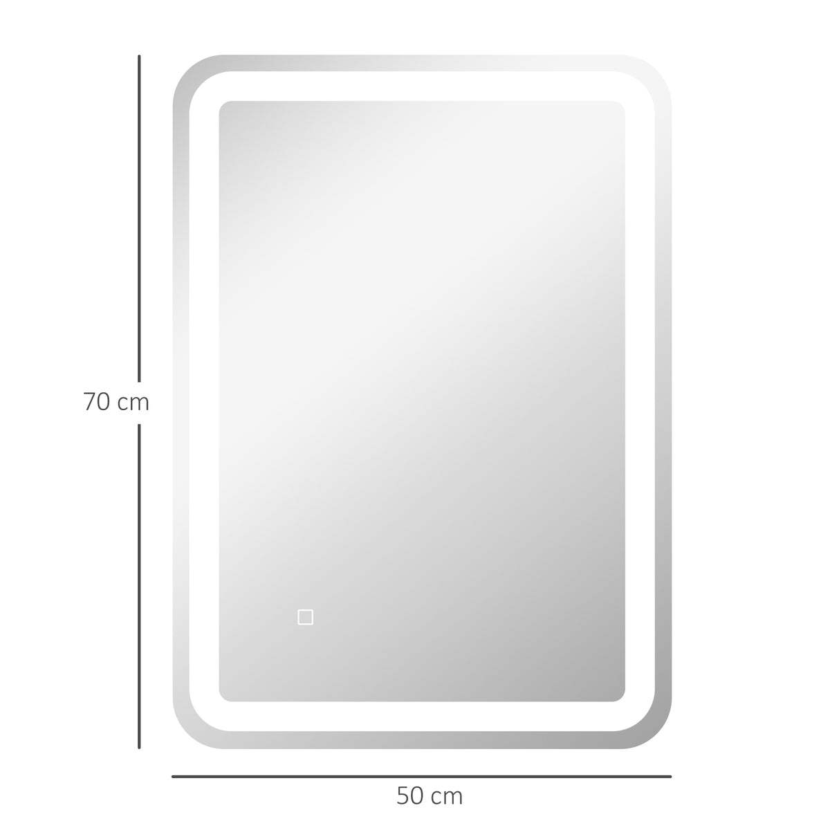 Miroir de salle de bain rectangulaire LED fonction anti-buée luminosité réglable fonction mémoire 70 x 50 cm argent-2