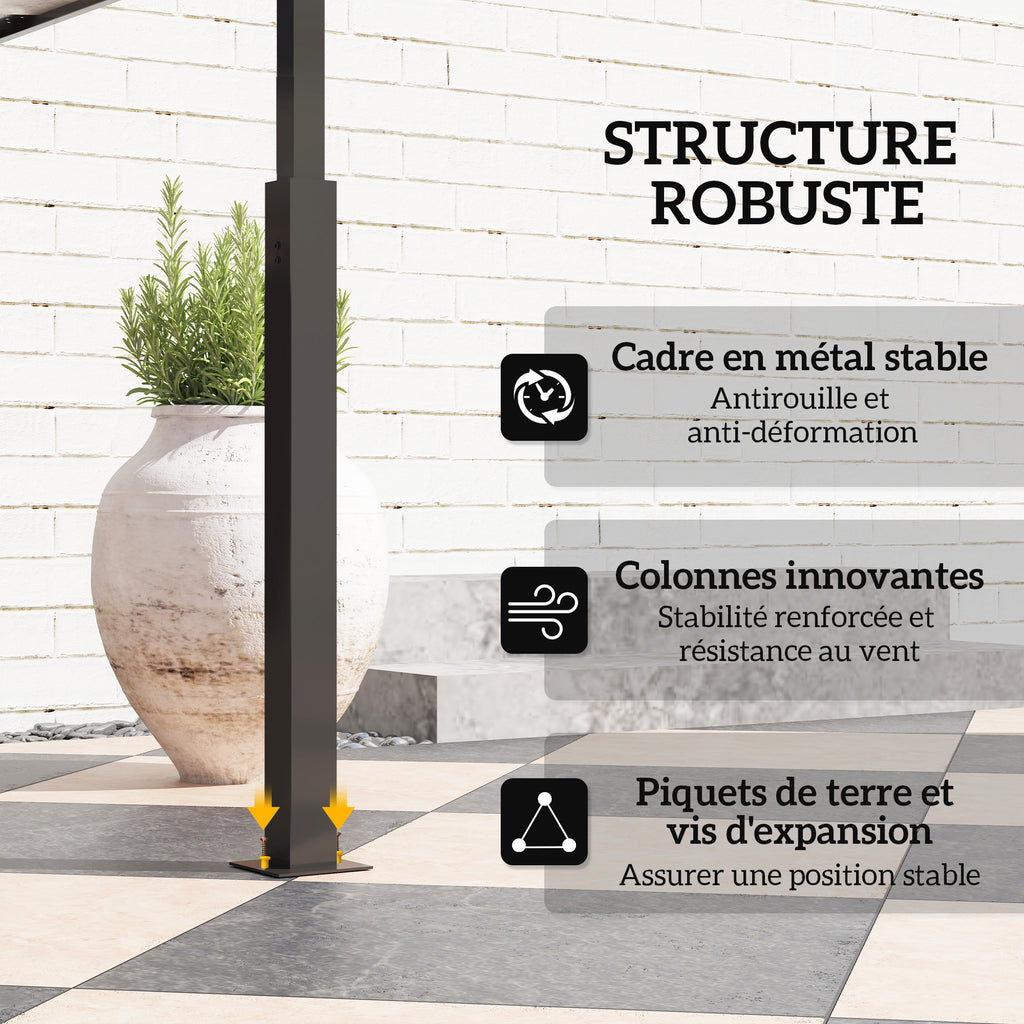 Tonnelle de barbecue à deux niveaux auvent de réception pour jardin avec lumière LED 243 x 148 x 248 cm kaki-6