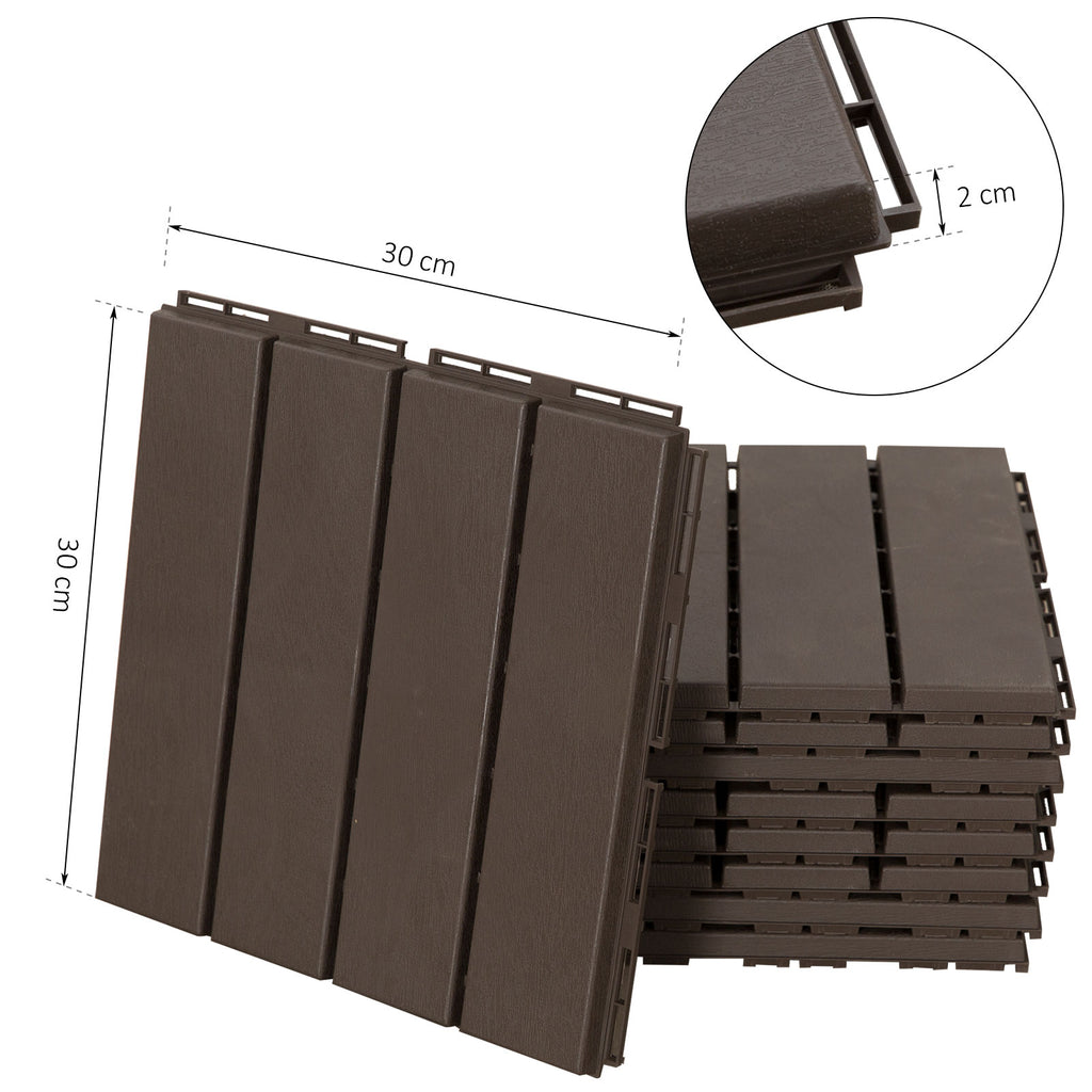 Caillebotis - Dalles terrasse - Lot de 9 - emboîtables, Installation très Simple - Petits Carreaux Composite Plastique Imitation Bois Chocolat-2