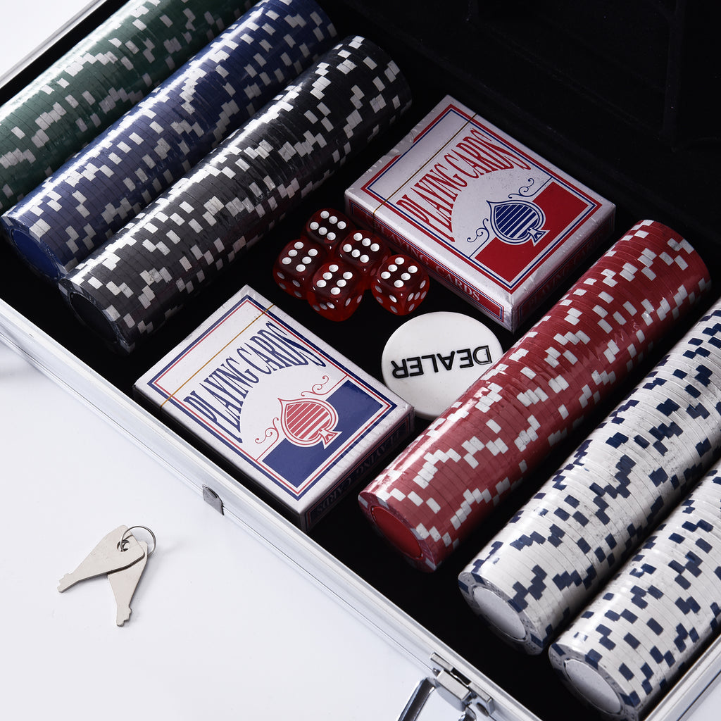 Mallette de Poker Coffret de Poker Complet avec 300 jetons 2 Jeux de Cartes + 2 clés Aluminium-5