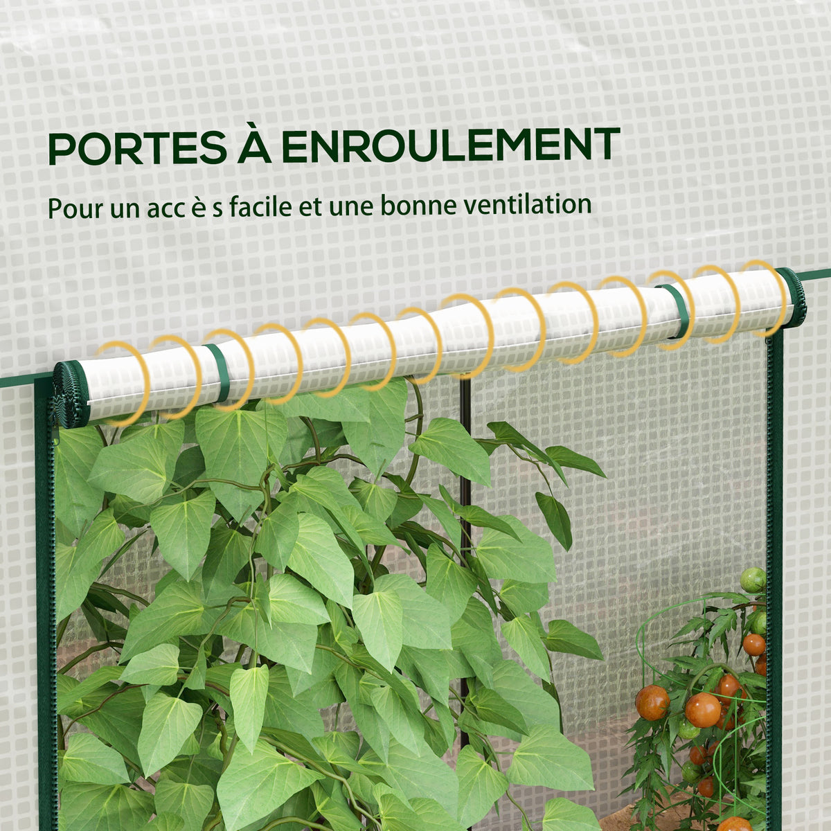 Serre de jardin 2 m² dim. 2L x 1l x 1,78H m 2 Portes zippées enroulables Acier PE Haute densité 140 g/m² Anti-UV blanc-5