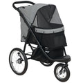 Poussette pour chien pliable avec panier de rangement, coussin lavable, roues en caoutchouc et auvent réglable, gris-0