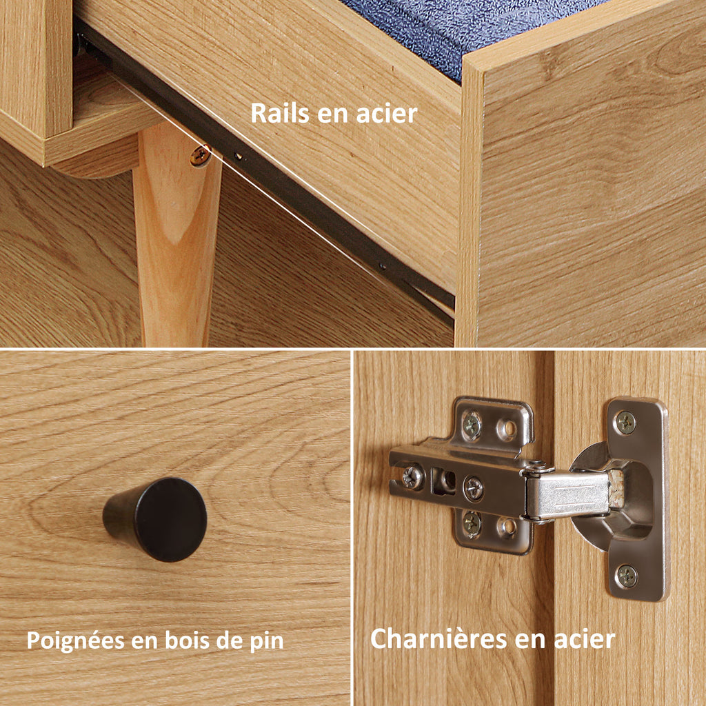 Armoire à vêtements armoire de rangement penderie avec 2 portes, 2 tiroirs et tringle - 80 x 52 x 180 cm - aspect bois-6