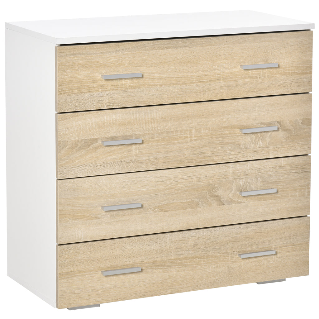 Commode Meuble de Rangement Style Contemporain 4 tiroirs 76 x 35 x 72 cm Blanc et Couleur Bois-7