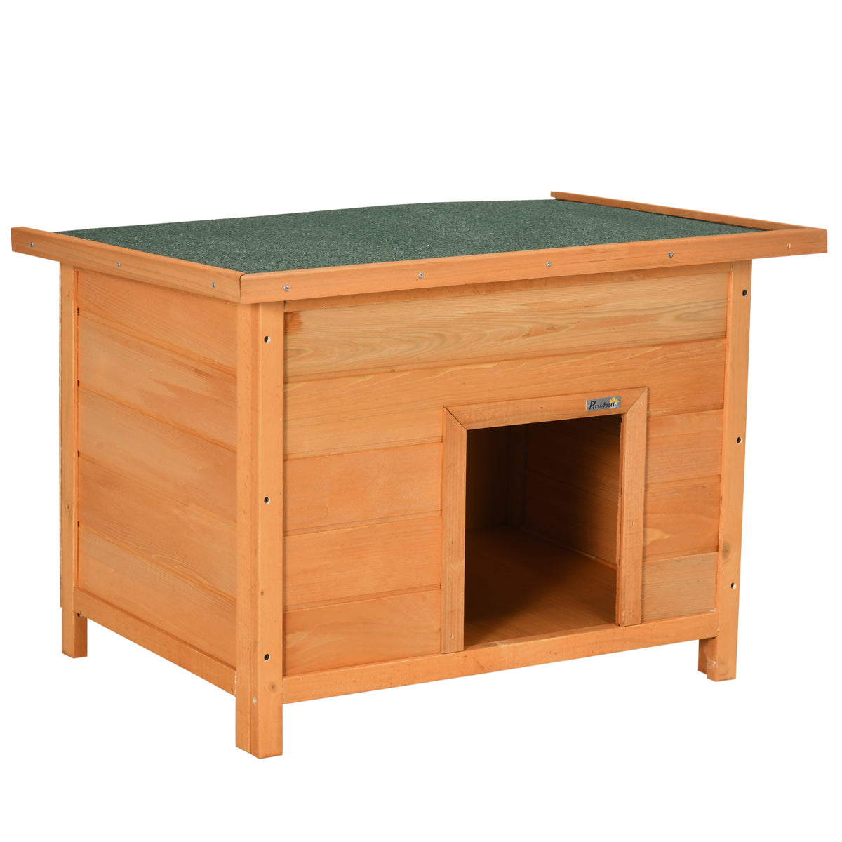 Niche pour chien chat en bois sur pied chenil toit ouvrant bitumé pin massif pré-huilé 85 x 58 x 58 cm-0