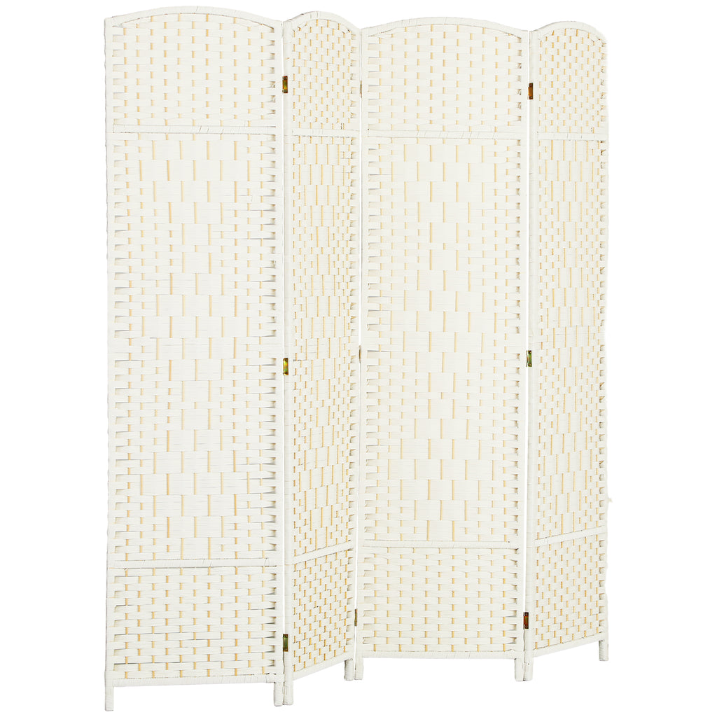 Paravent intérieur en bois 4 panneaux séparateur de pièce pliable pour salon chambre 180 x 180 cm blanc-0