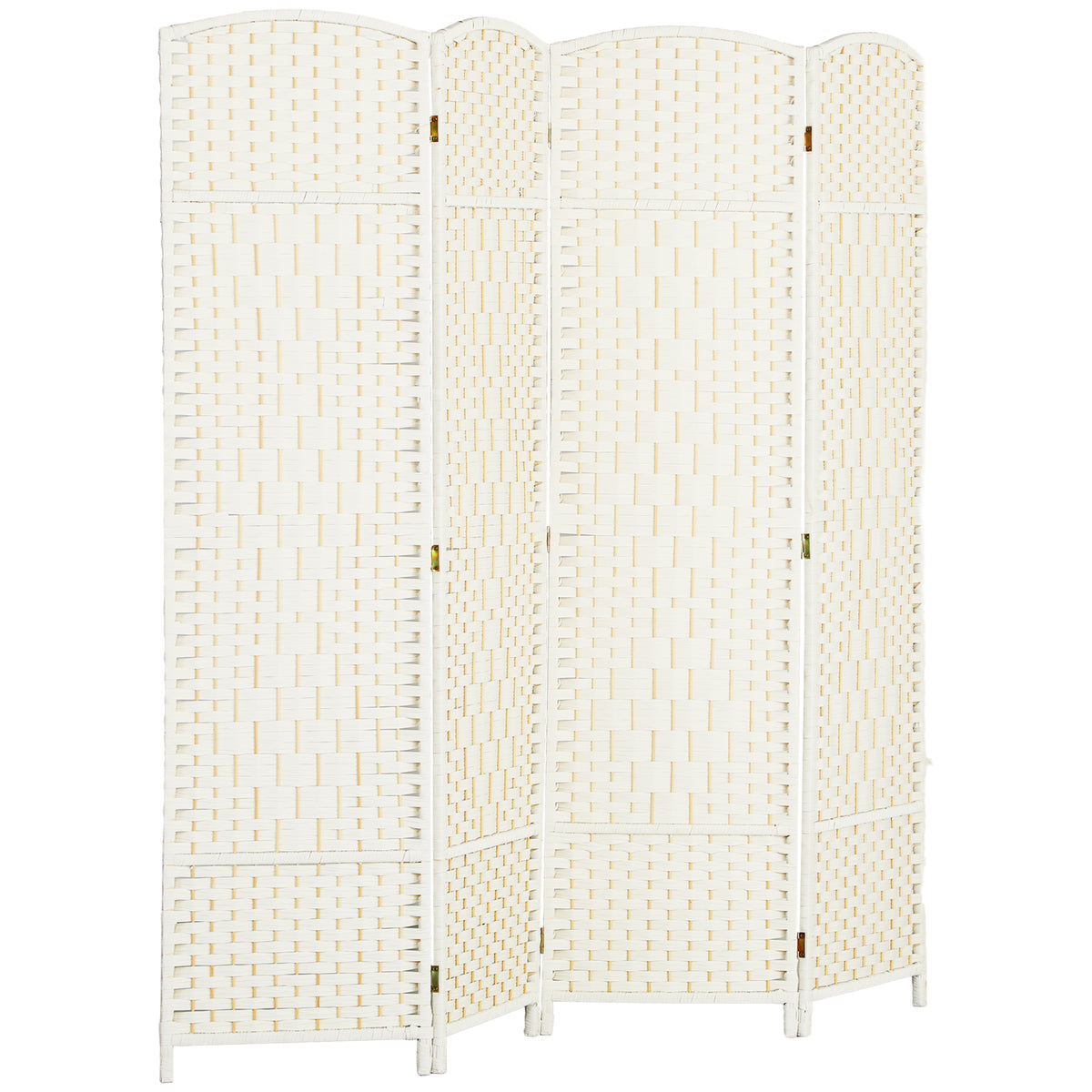 Paravent intérieur en bois 4 panneaux séparateur de pièce pliable pour salon chambre 180 x 180 cm blanc-0