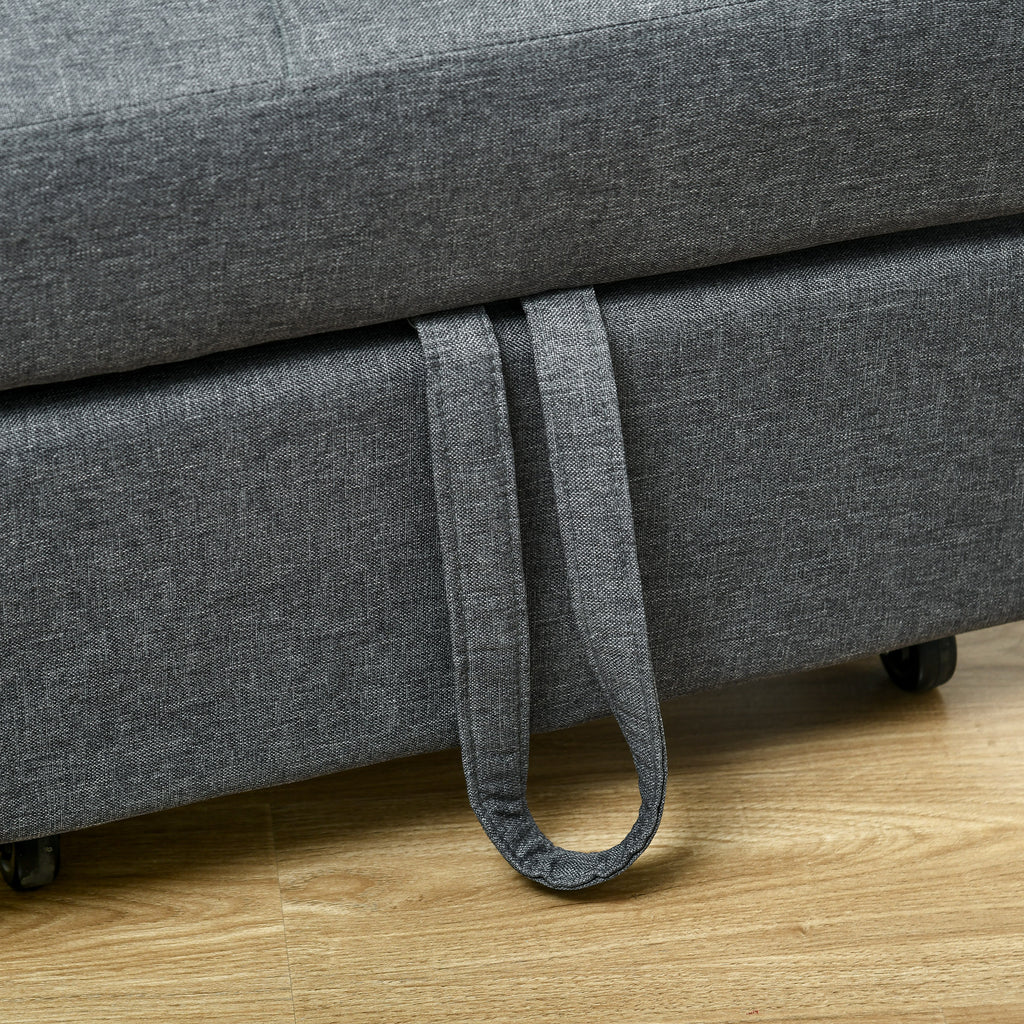 Fauteuil convertible 1 place fauteuil lit avec dossier réglable, siège rembourré et oreiller, gris-6