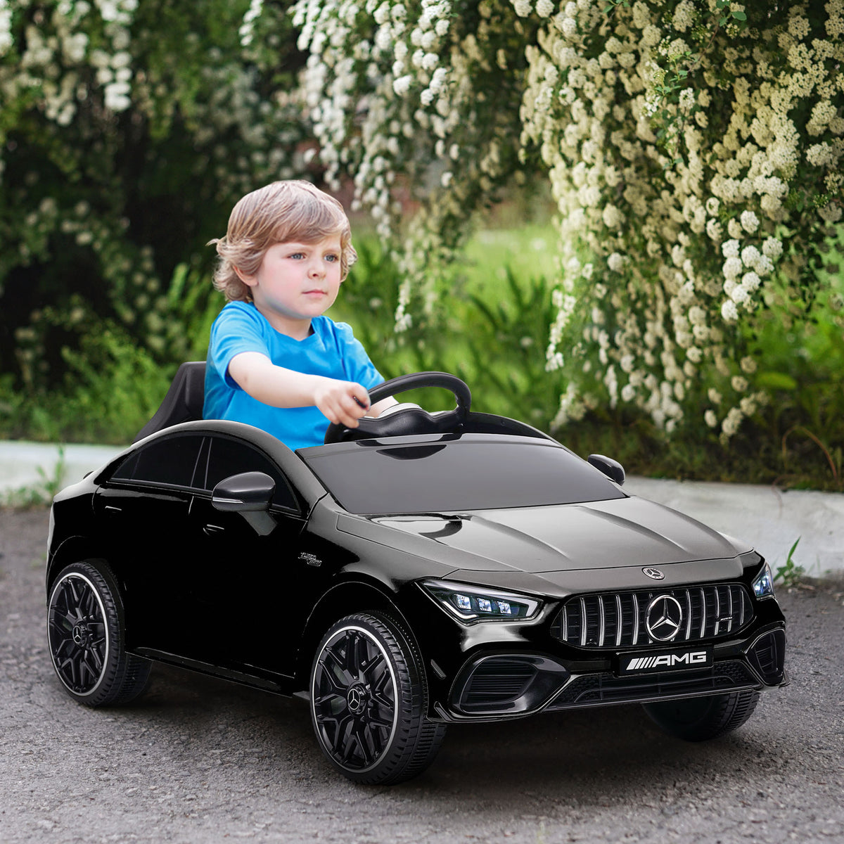 Voiture électrique enfant Mercedes-benz AMG CLA 45, télécommande, vitesse réglable (3-5 km/h), phare LED musique, noir-9
