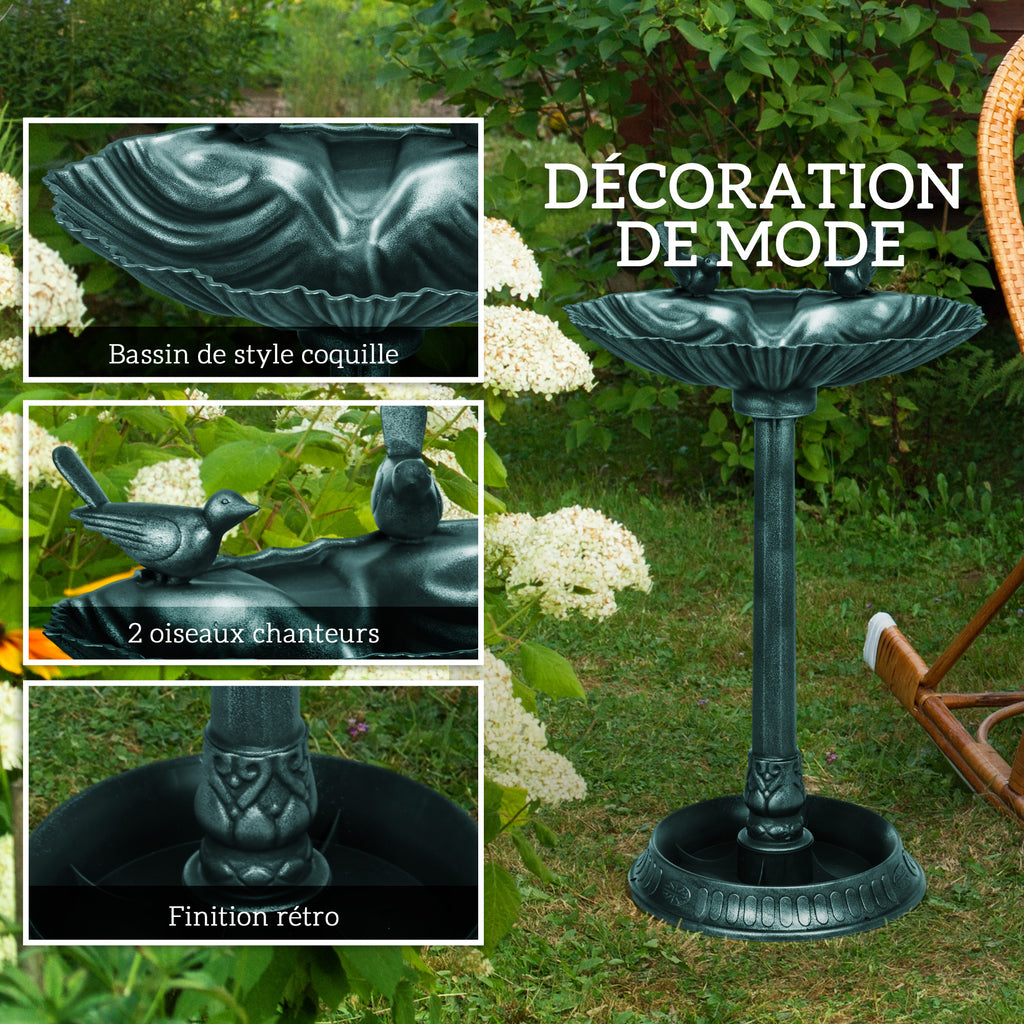 Bain d'oiseaux abreuvoir antique 81 cm avec base de jardinière, mangeoire et bassin à oiseaux sur pied, bronze vert-4