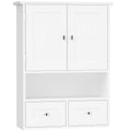 Armoire murale de salle de bain, armoire de toilette, avec portes, étagère, 2 tiroirs, 50,8l x 17,8P x 66H cm, blanc-0