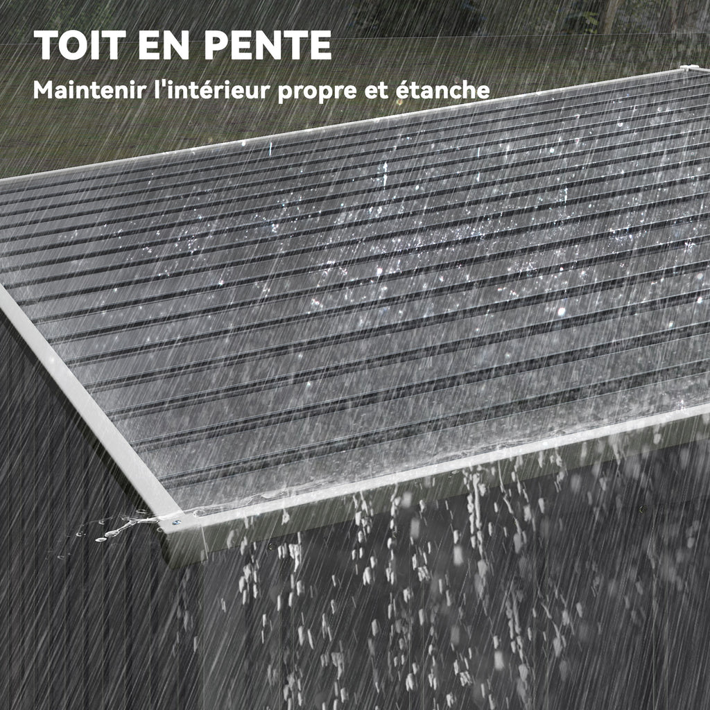 Abri de jardin 2,81 m² avec fondation, abri à outils extérieur adossé en acier galvanisé, 154x206,5x181cm, gris foncé-6