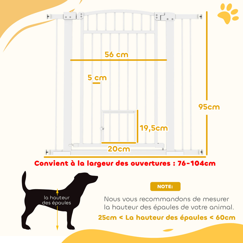 Barrière de sécurité chien système de double verrouillage montage par pression ou perçage largeur 76-104 cm blanc-2