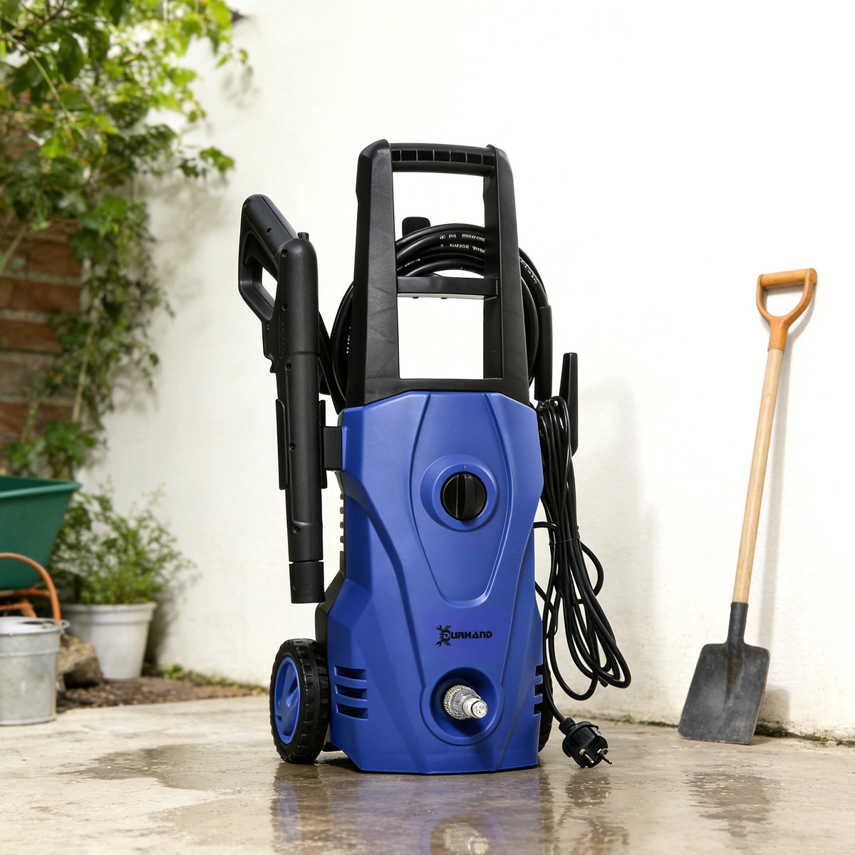 Nettoyeur Haute Pression 1600W, Débit 432 L/h, Pompe en Aluminium 130 Bars, Tuyau 6m, Flacon de Savon, Bleu-1