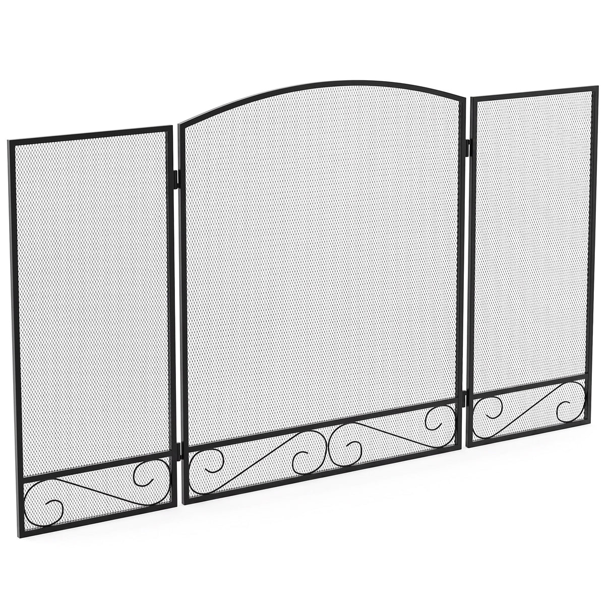 Grille de protection pour cheminée, pare-étincelles pliable 3 volets en métal pour salon et chambre, 123 x 70 cm, Noir-7
