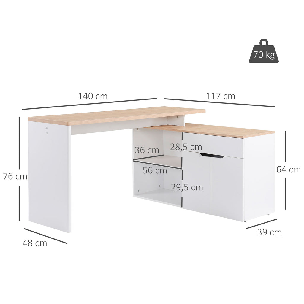 Bureau informatique multimédia modulable multi-rangements double niche + tiroir et placard en bois-2