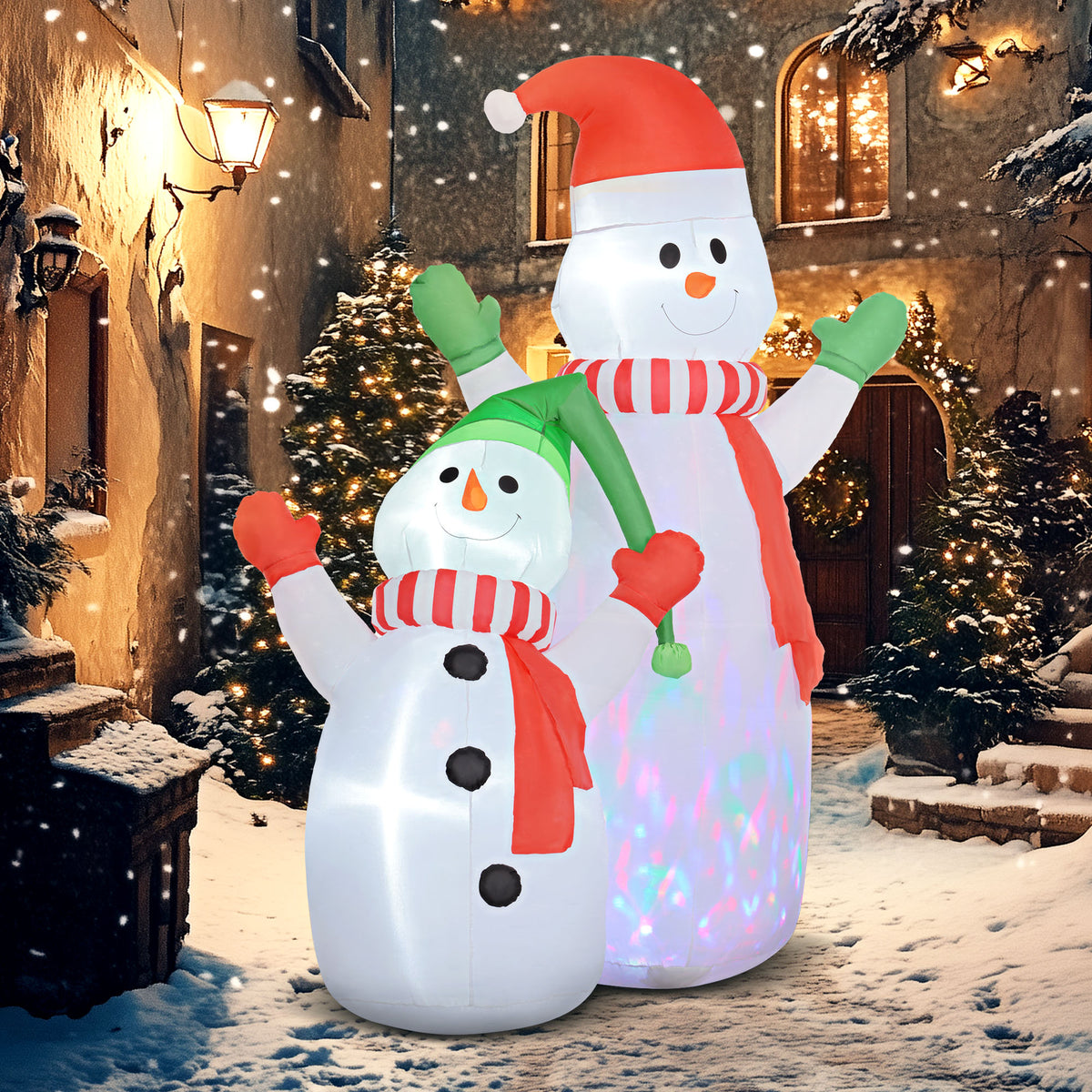 Bonhomme de neige gonflable de Noël, 240 cm, décoration gonflables de Noël avec lumières LED, blanc-1