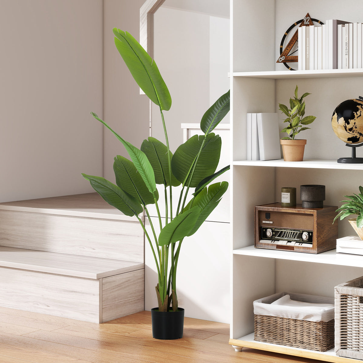 Plante artificielle intérieure 160 cm, arbre artificiel avec pot en plastique et terreau floqué, vert-1
