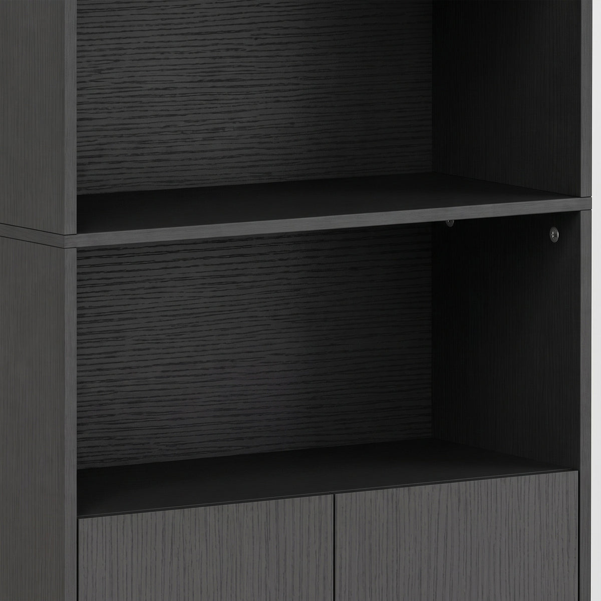 Buffet Haut Cuisine, Armoire de Cuisine, 4 Portes à Fermeture Douce, 2 Compartiments Ouverts et Étagères Réglables, Noir-9