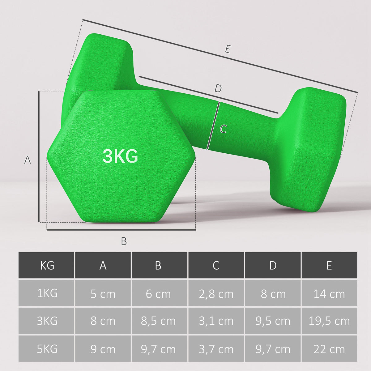 Lot d'haltères hexagonaux, haltères musculation, 2 x 1 kg, 2 x 3 kg, 2 x 5 kg, avec support convertible d'haltères-2