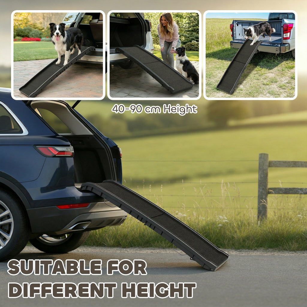 Rampe pliable pour chiens, escalier pour chien en PP avec pente douce et surface antidérapante, 155x38,5x15,5cm, noir-7