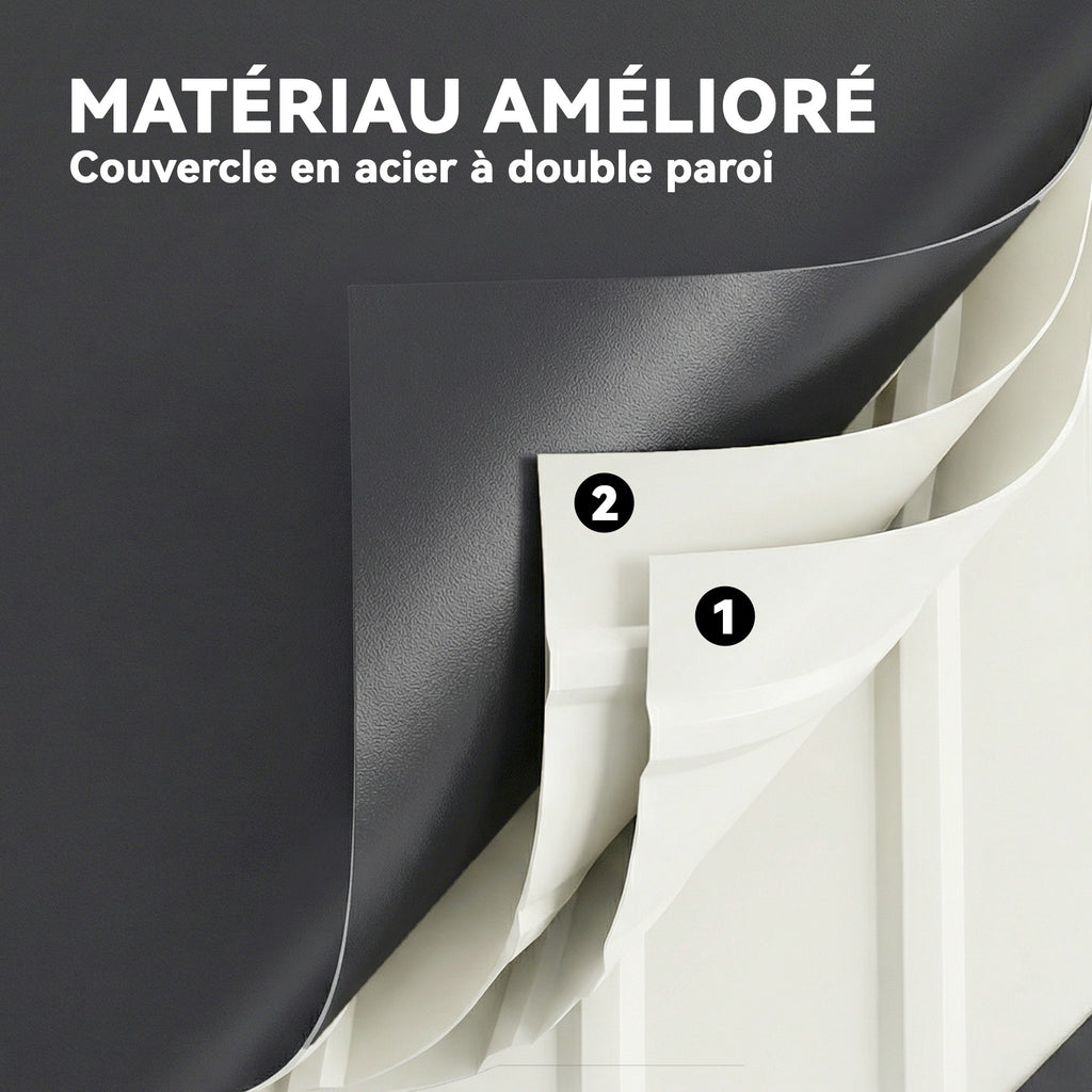 Coffre de rangement métal boîte de jardin 350L double vérins à gaz  verrouillable pour coussins outils gris anthracite-6