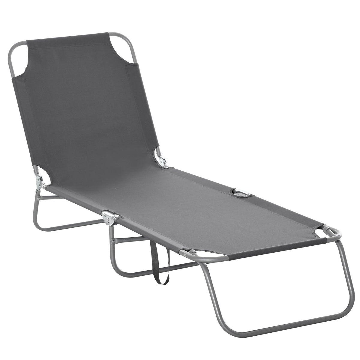Bain de Soleil transat Pliable Dossier réglable Multipositions métal et Polyester Gris-0